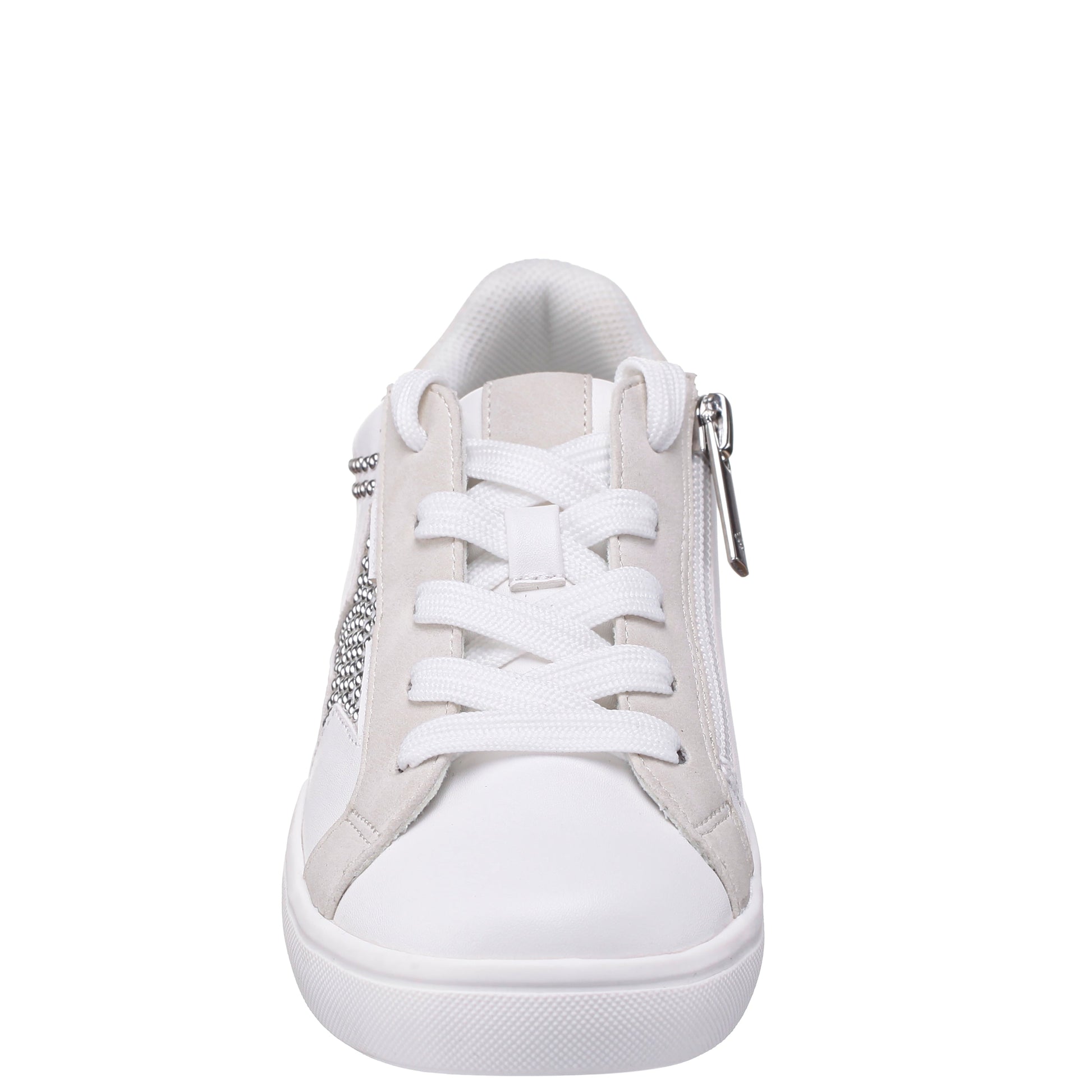 Nina Shoes Girls Zicky White lace up star studded sneakers