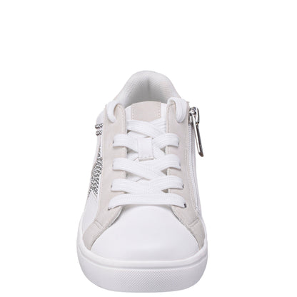 Nina Shoes Girls Zicky White lace up star studded sneakers