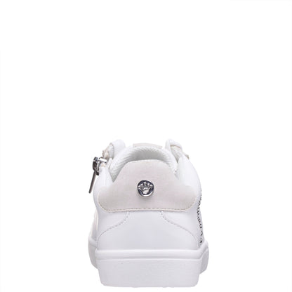 Nina Shoes Girls Zicky White lace up star studded sneakers