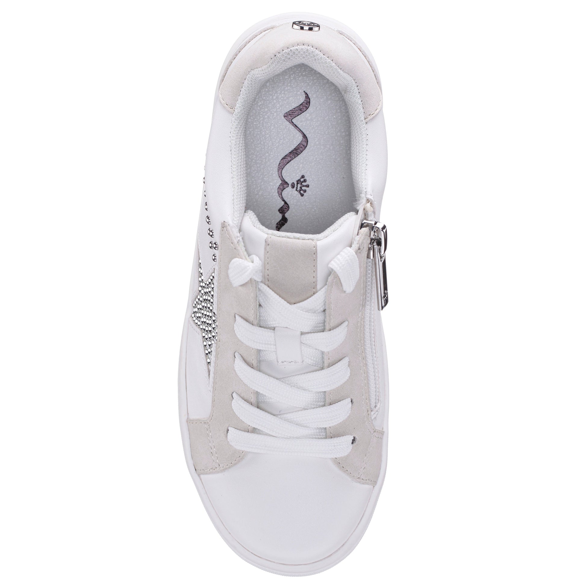 Nina Shoes Girls Zicky White lace up star studded sneakers