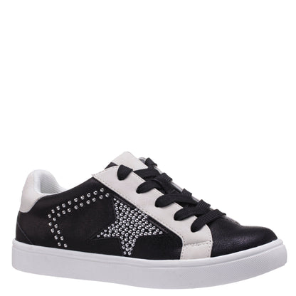 Nina Shoes Girls Zicky black lace up star studded sneakers