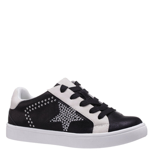 Nina Shoes Girls Zicky black lace up star studded sneakers