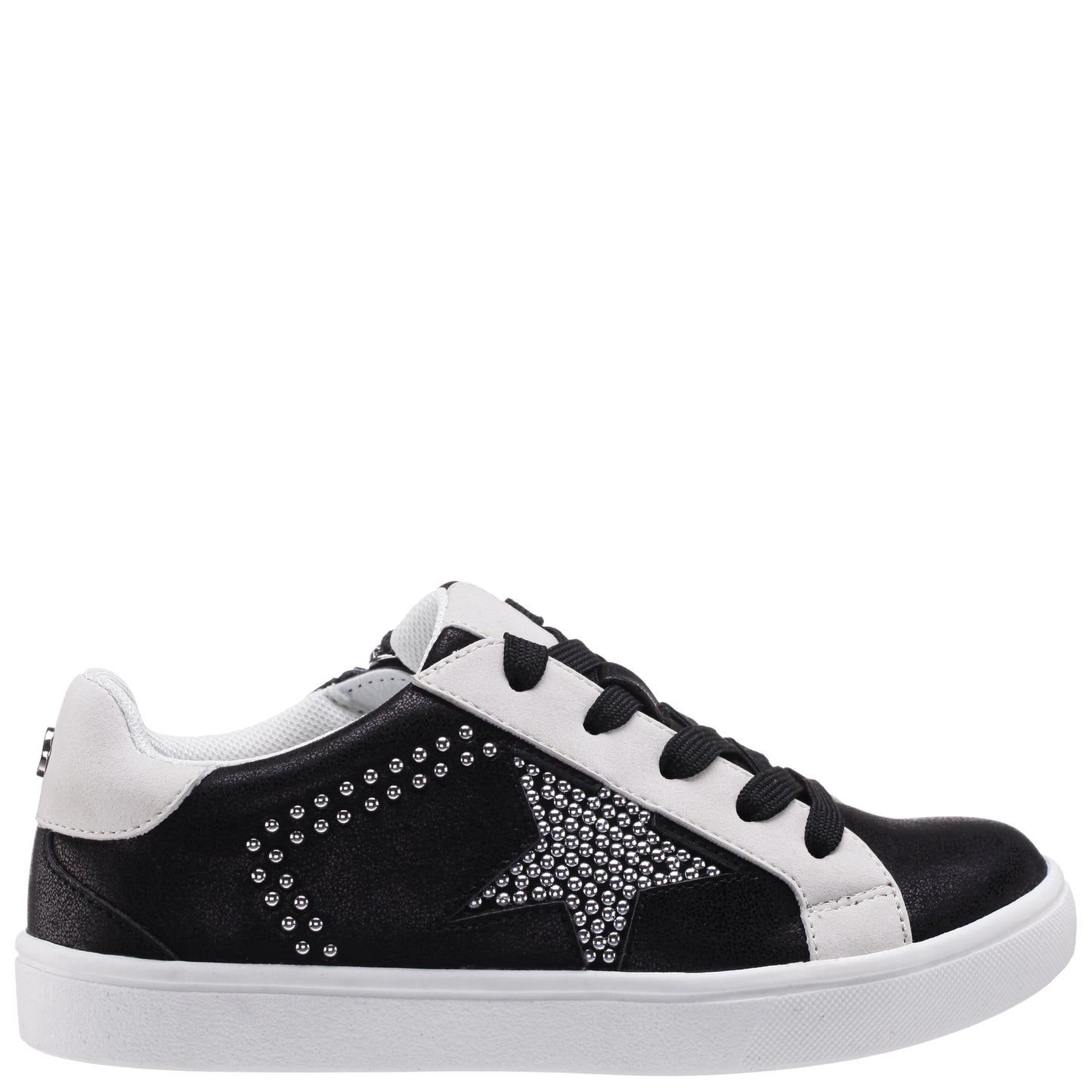Nina Shoes Girls Zicky black lace up star studded sneakers