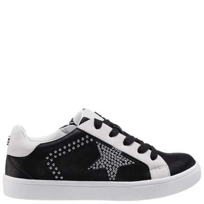 Nina Shoes Girls Zicky black lace up star studded sneakers