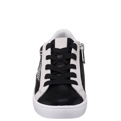 Nina Shoes Girls Zicky black lace up star studded sneakers