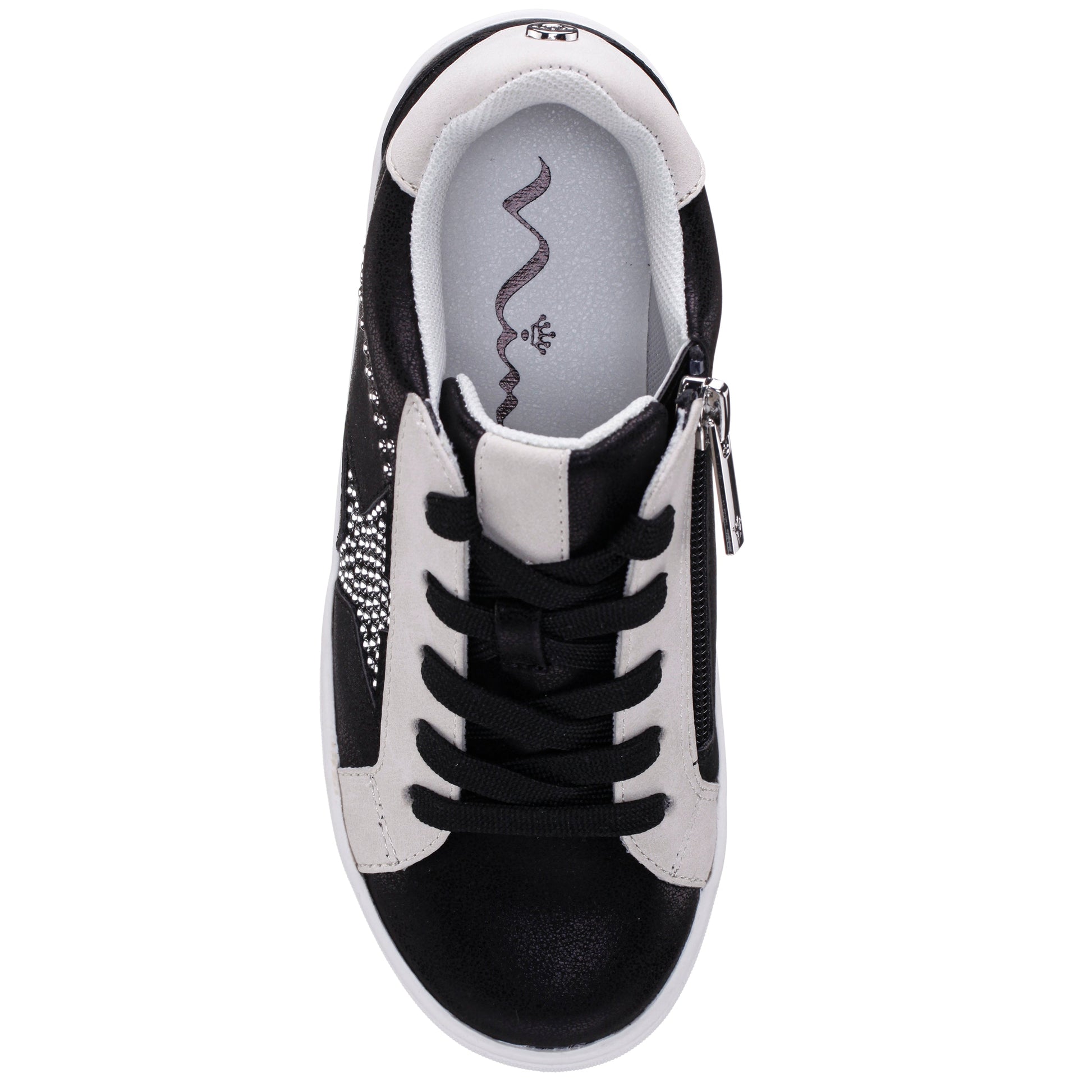 Nina Shoes Girls Zicky black lace up star studded sneakers