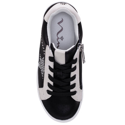 Nina Shoes Girls Zicky black lace up star studded sneakers