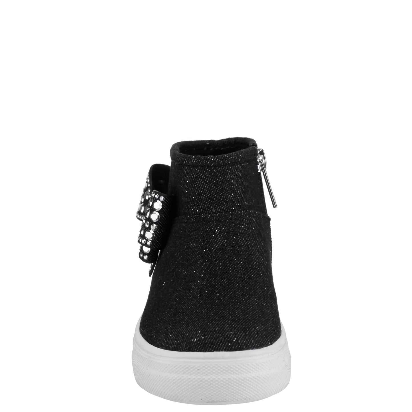 Nina Shoes Girls Gwenny Black Denim Glitter High Top Zip Sneaker