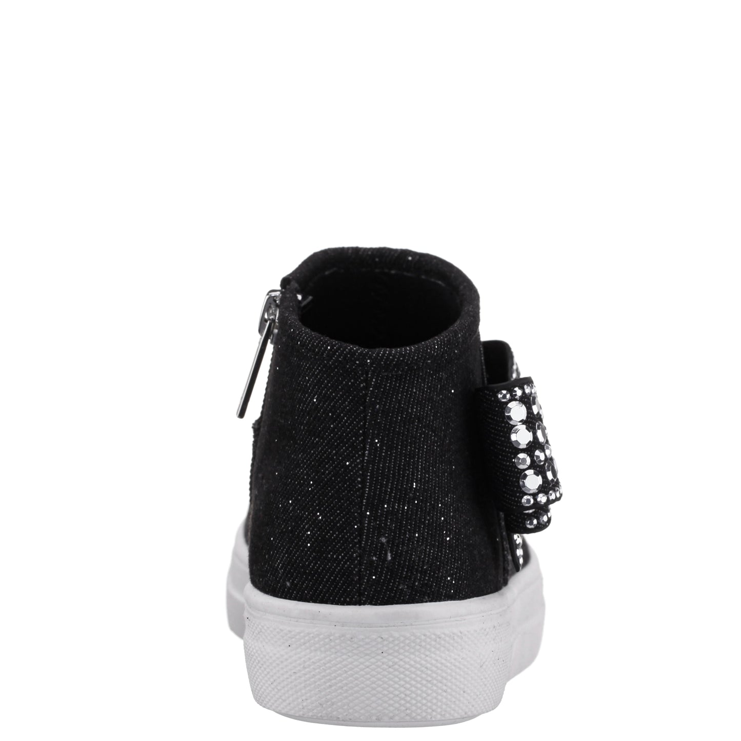 Nina Shoes Girls Gwenny Black Denim Glitter High Top Zip Sneaker