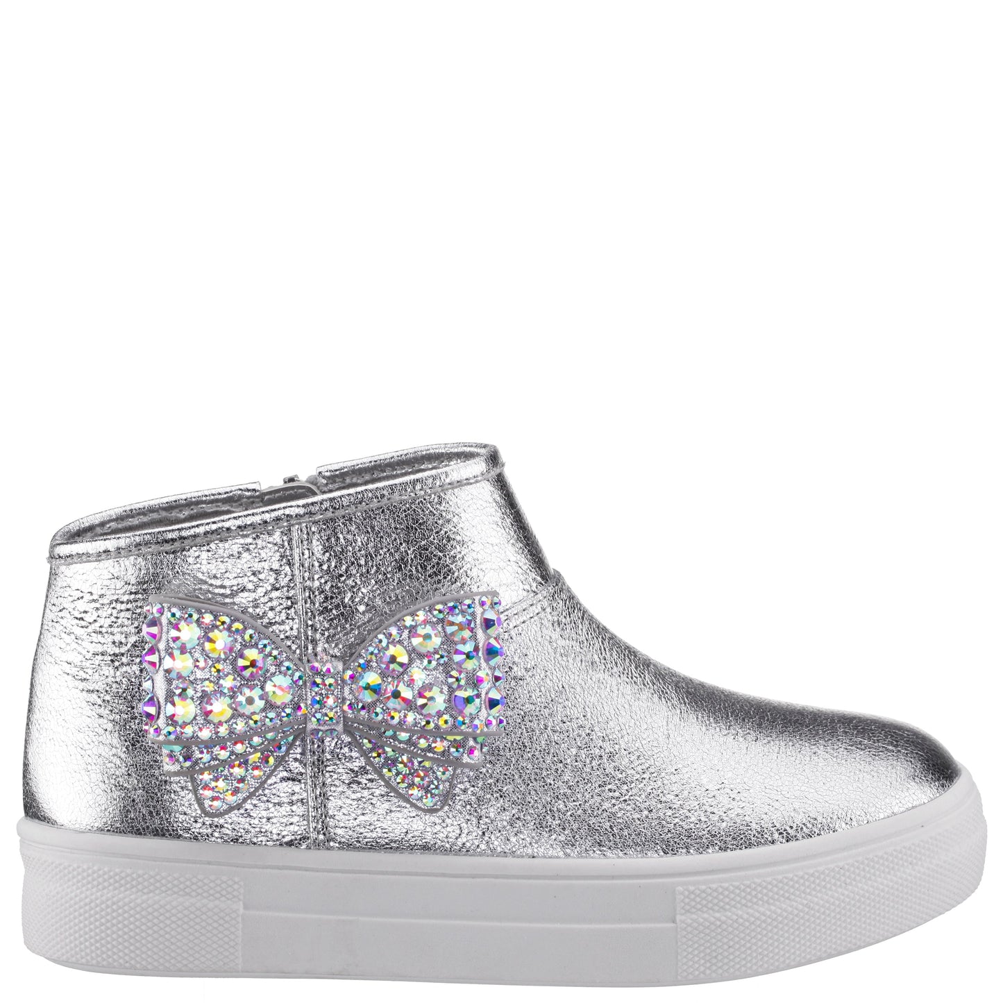 Nina Shoes Girls Gwenny Silver Metallic High Top Zip Sneaker