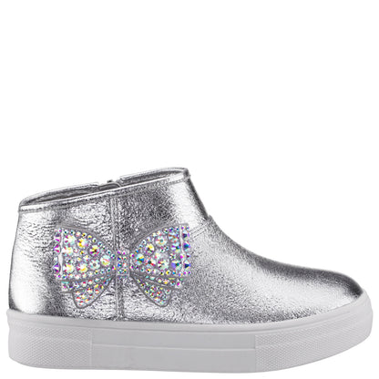 Nina Shoes Girls Gwenny Silver Metallic High Top Zip Sneaker