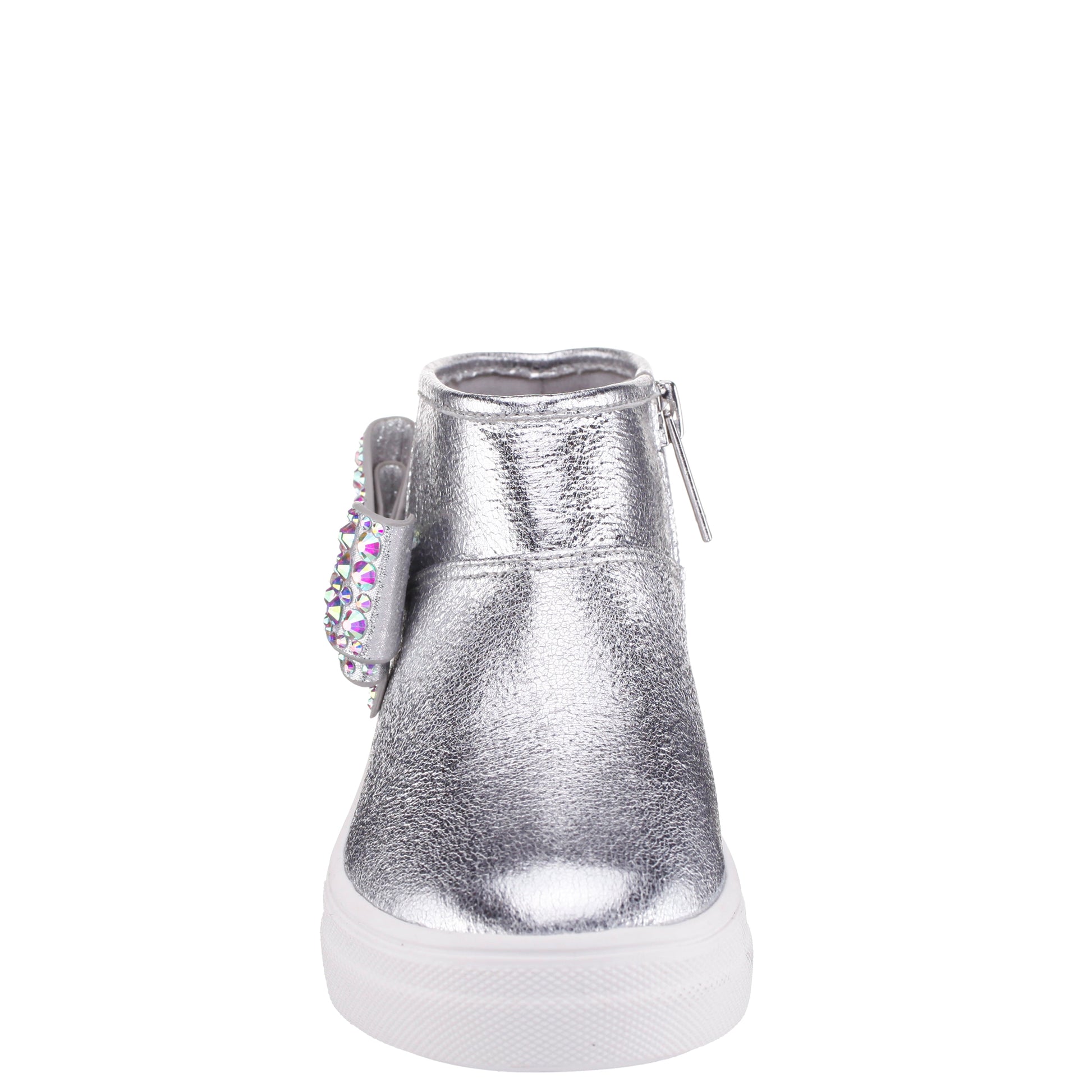 Nina Shoes Girls Gwenny Silver Metallic High Top Zip Sneaker