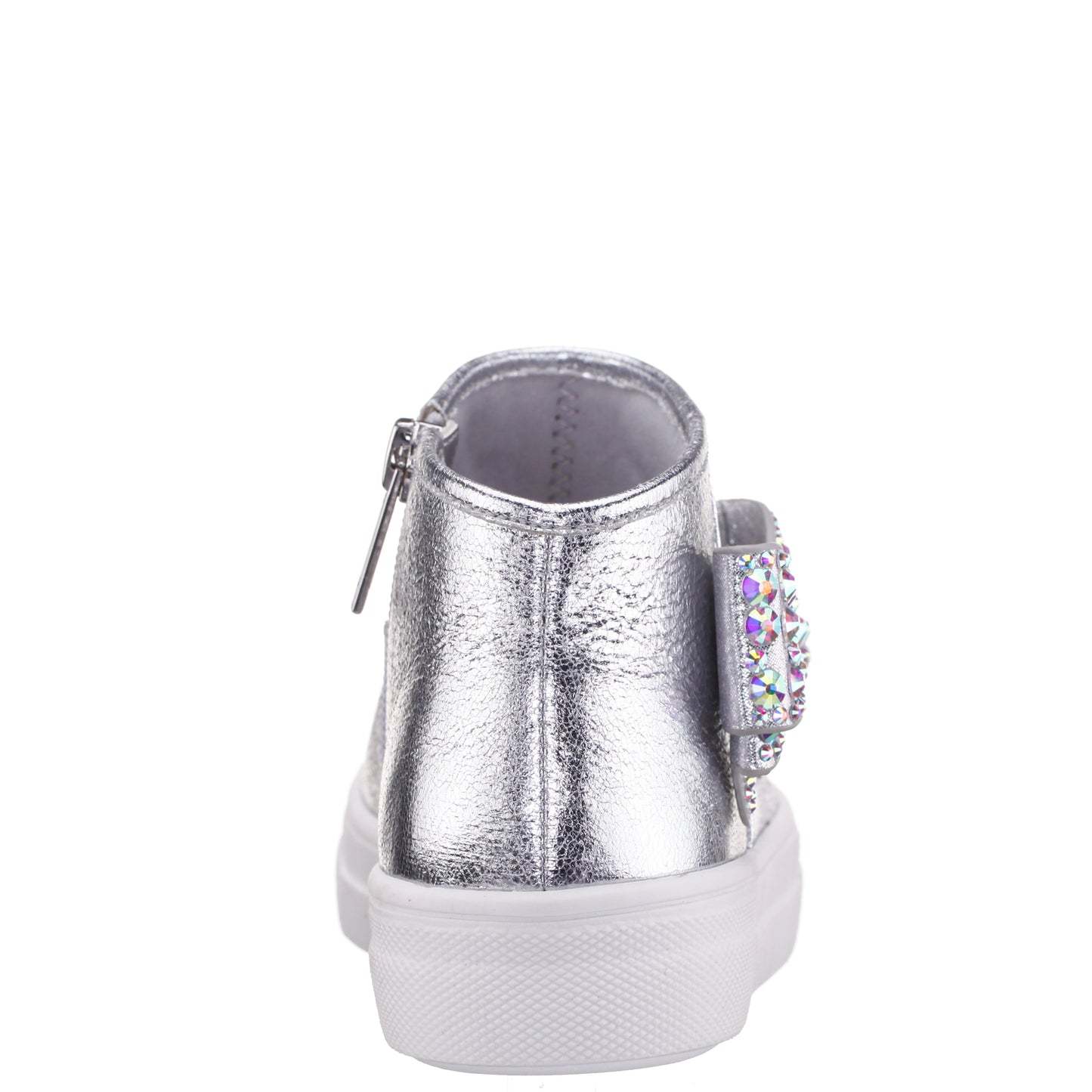 Nina Shoes Girls Gwenny Silver Metallic High Top Zip Sneaker