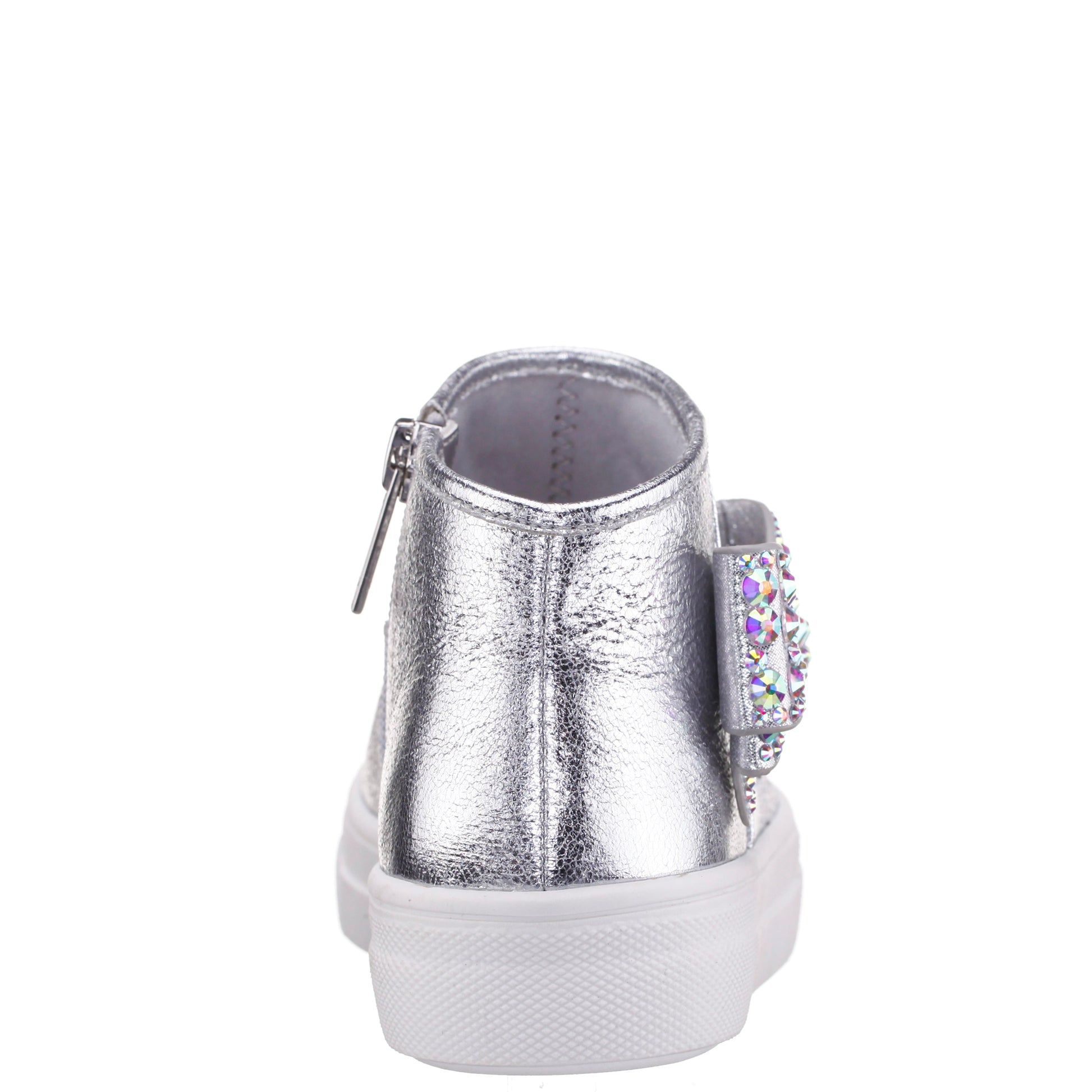 Nina Shoes Girls Gwenny Silver Metallic High Top Zip Sneaker