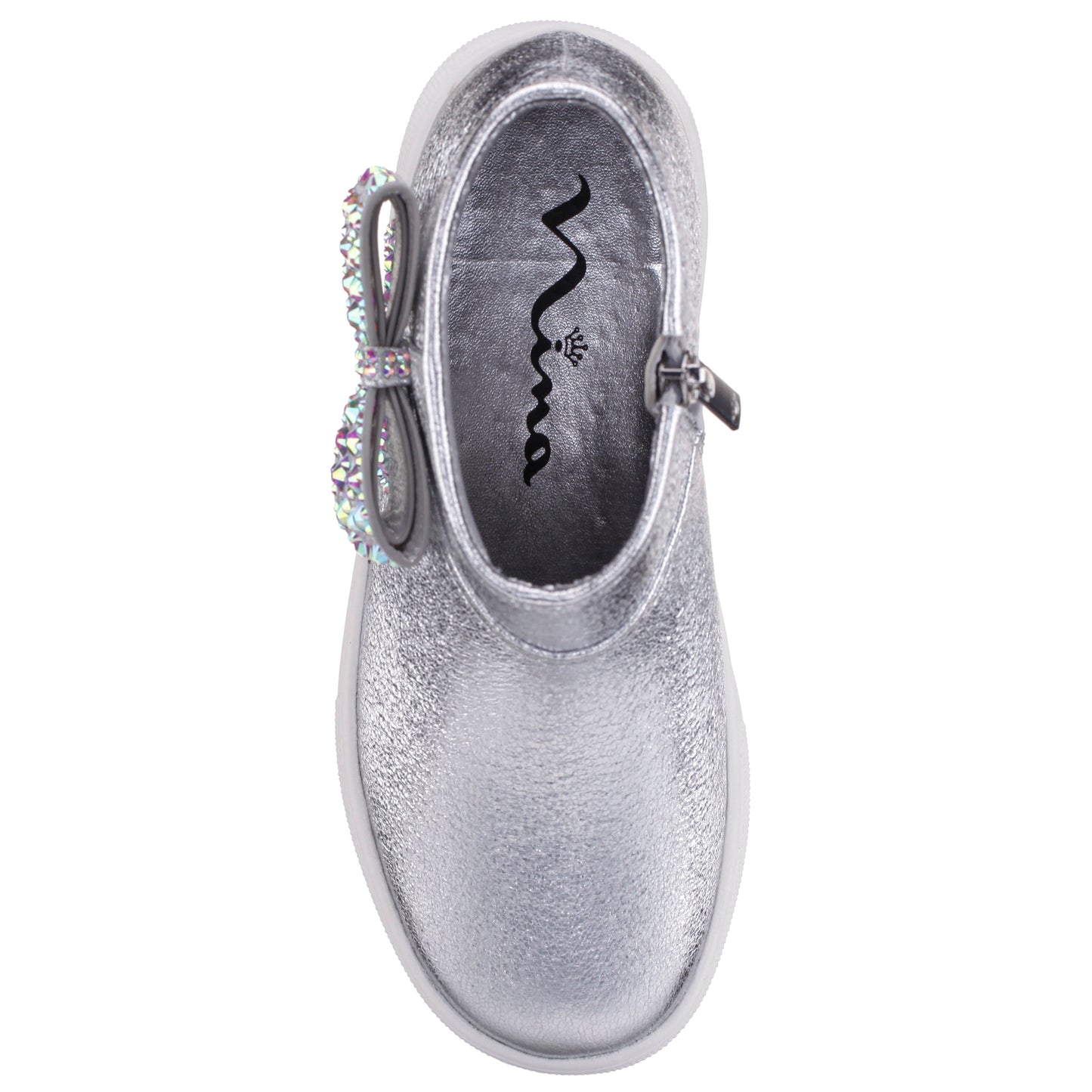 Nina Shoes Girls Gwenny Silver Metallic High Top Zip Sneaker