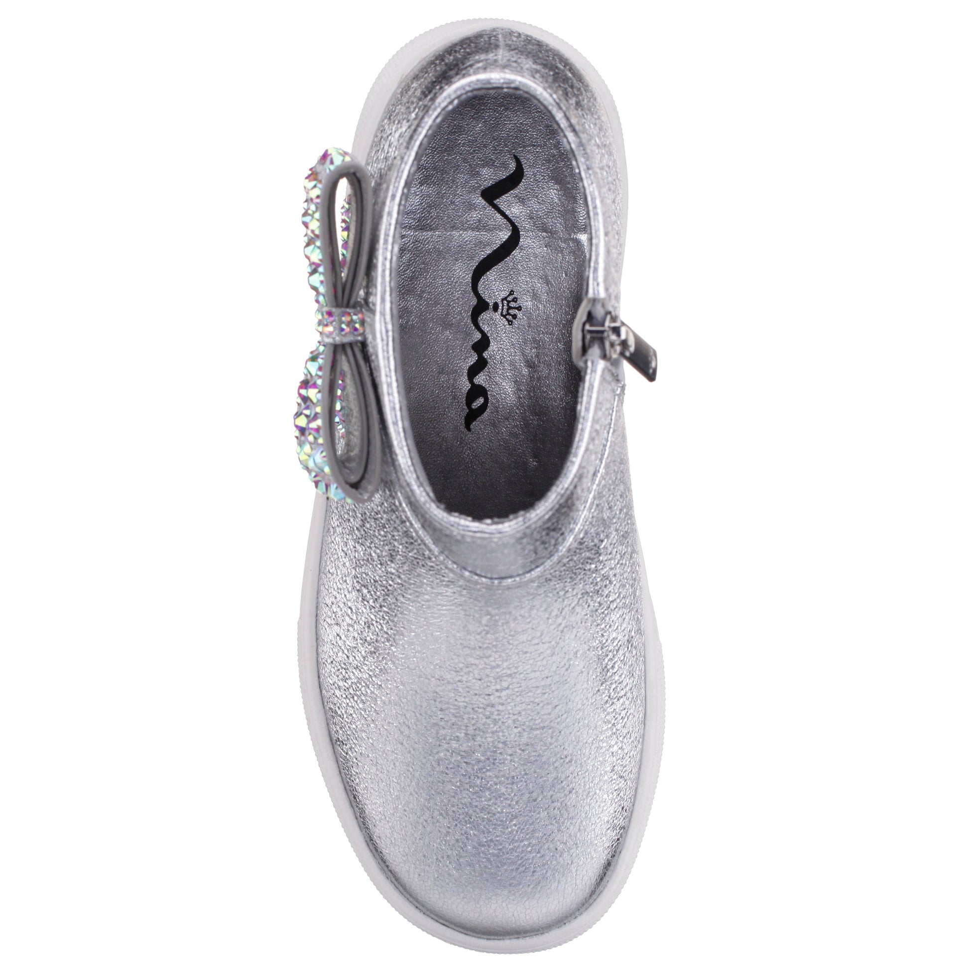 Nina Shoes Girls Gwenny Silver Metallic High Top Zip Sneaker