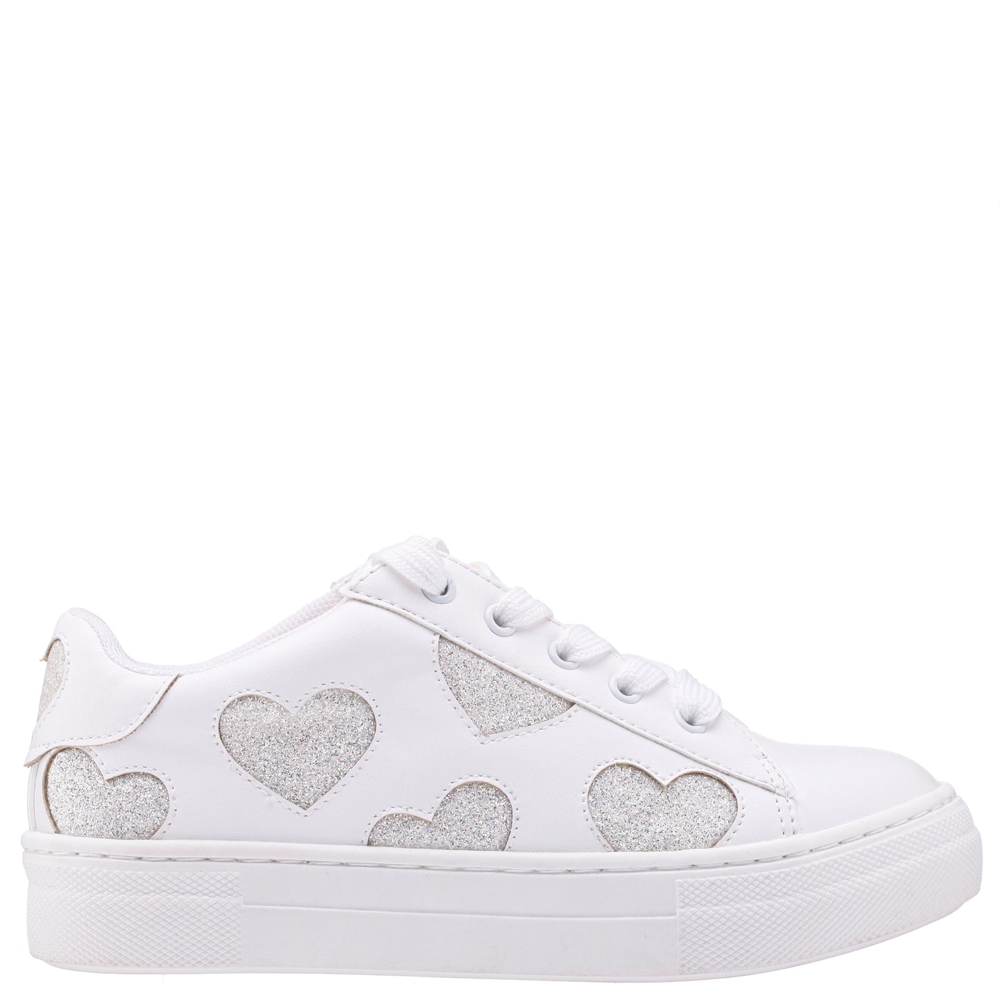 Nina Shoes Girls Esti White lace up sneakers with hearts