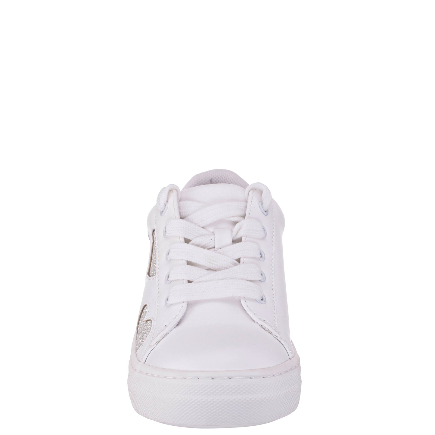 Nina Shoes Girls Esti White lace up sneakers with hearts