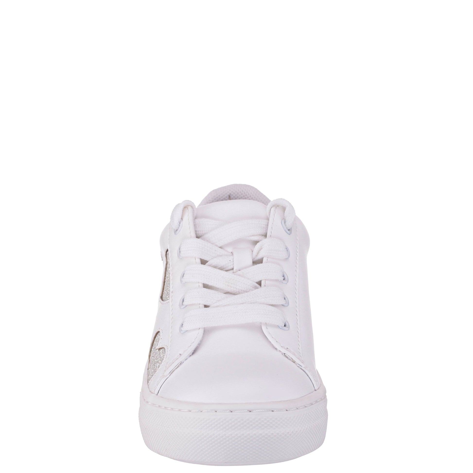 Nina Shoes Girls Esti White lace up sneakers with hearts