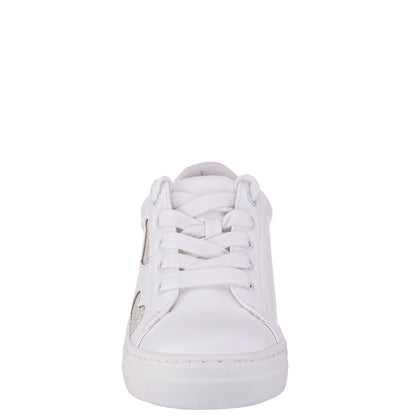 Nina Shoes Girls Esti White lace up sneakers with hearts