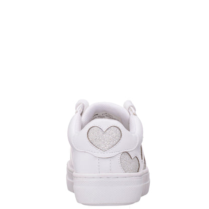 Nina Shoes Girls Esti White lace up sneakers with hearts