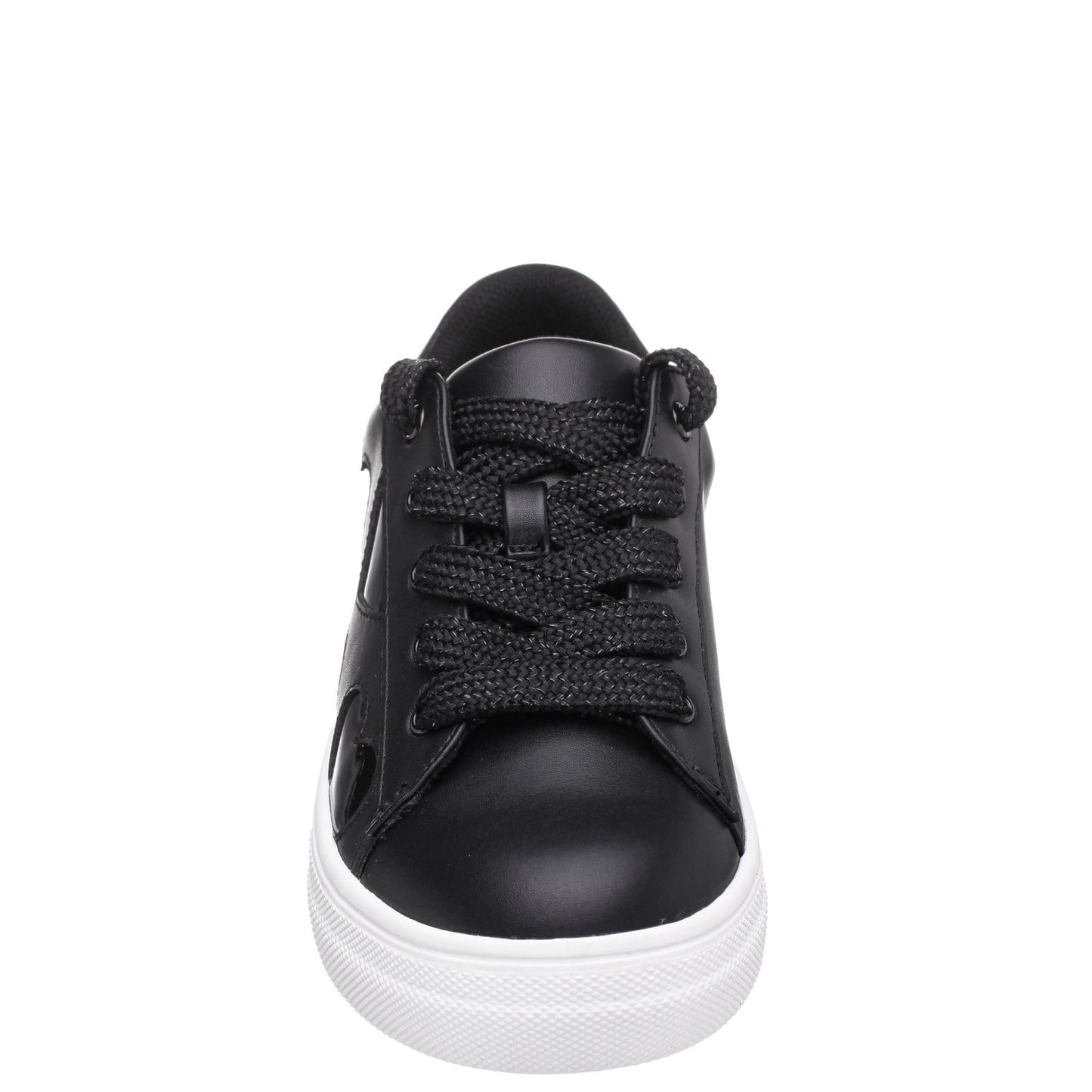 Nina Shoes Girls Esti Black lace up sneakers with hearts