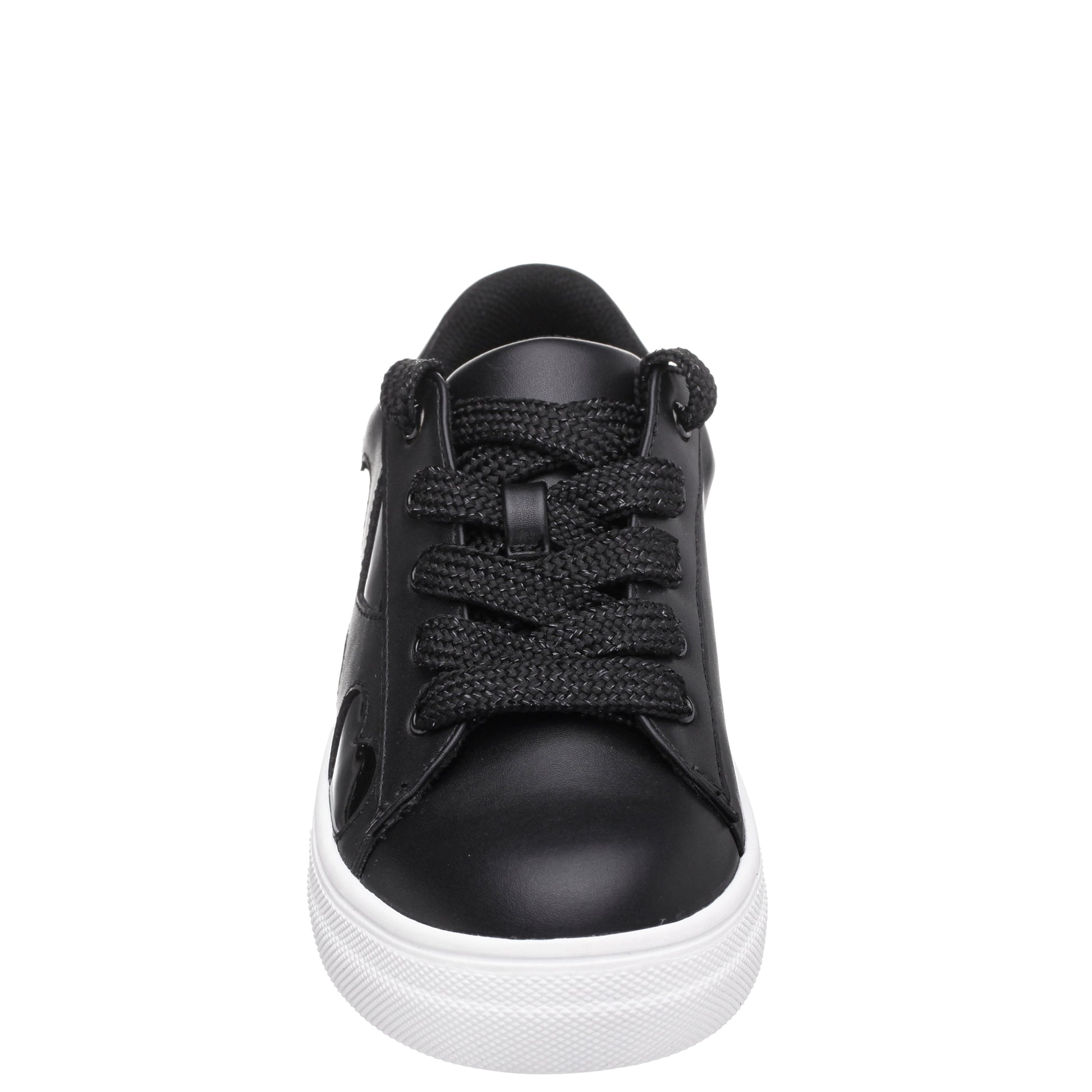 Nina Shoes Girls Esti Black lace up sneakers with hearts