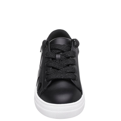 Nina Shoes Girls Esti Black lace up sneakers with hearts