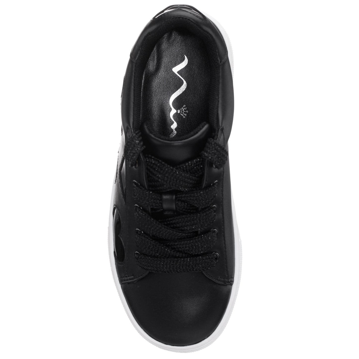 Nina Shoes Girls Esti Black lace up sneakers with hearts