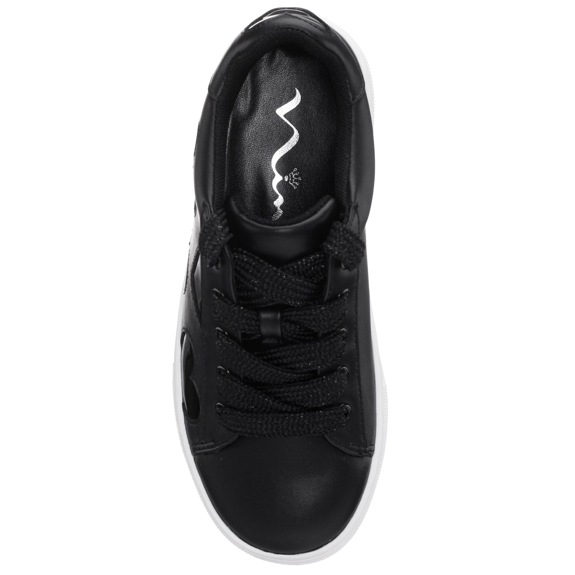 Nina Shoes Girls Esti Black lace up sneakers with hearts