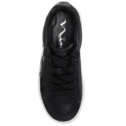 Nina Shoes Girls Esti Black lace up sneakers with hearts