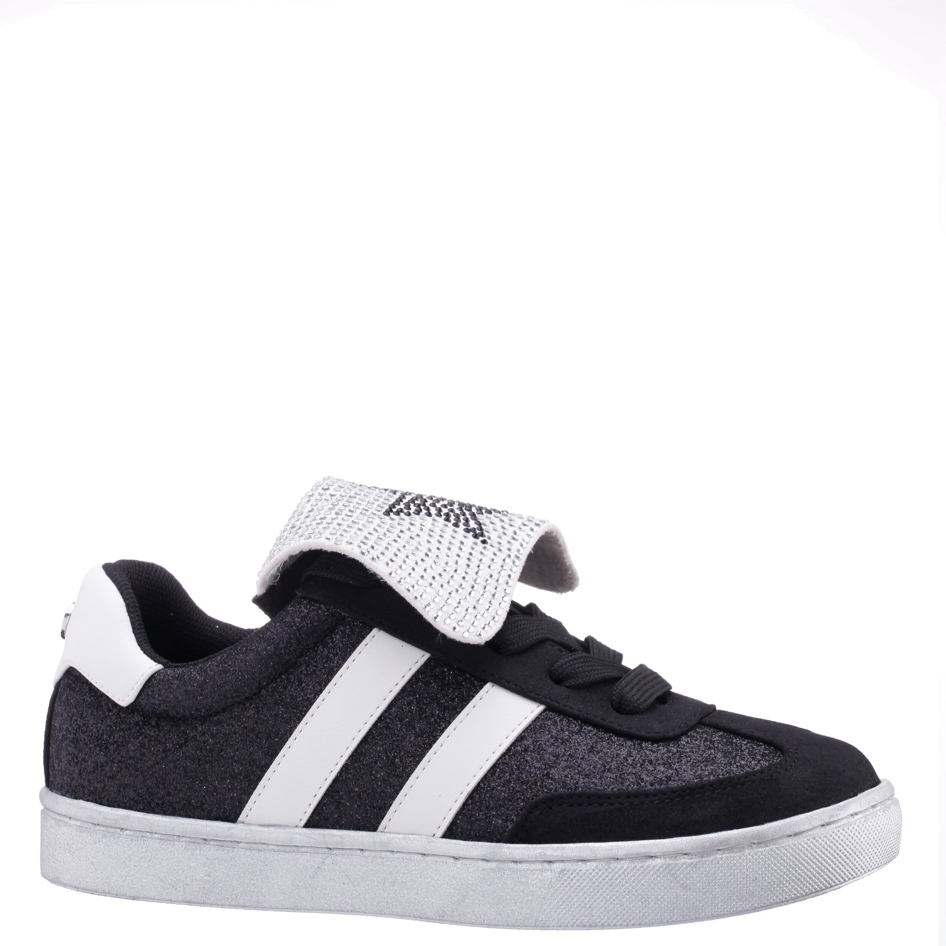 Nina Shoes Girls Cruise Black Glitter Low Top Sneakers