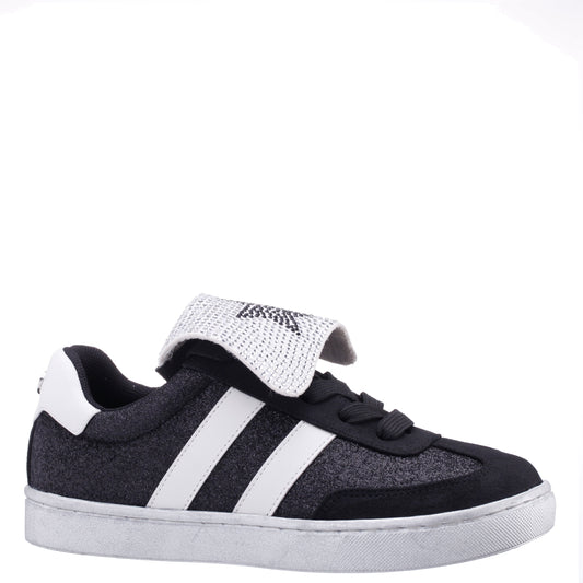 Nina Shoes Girls Cruise Black Glitter Low Top Sneakers