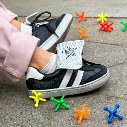 Nina Shoes Girls Cruise Black Glitter Low Top Sneakers