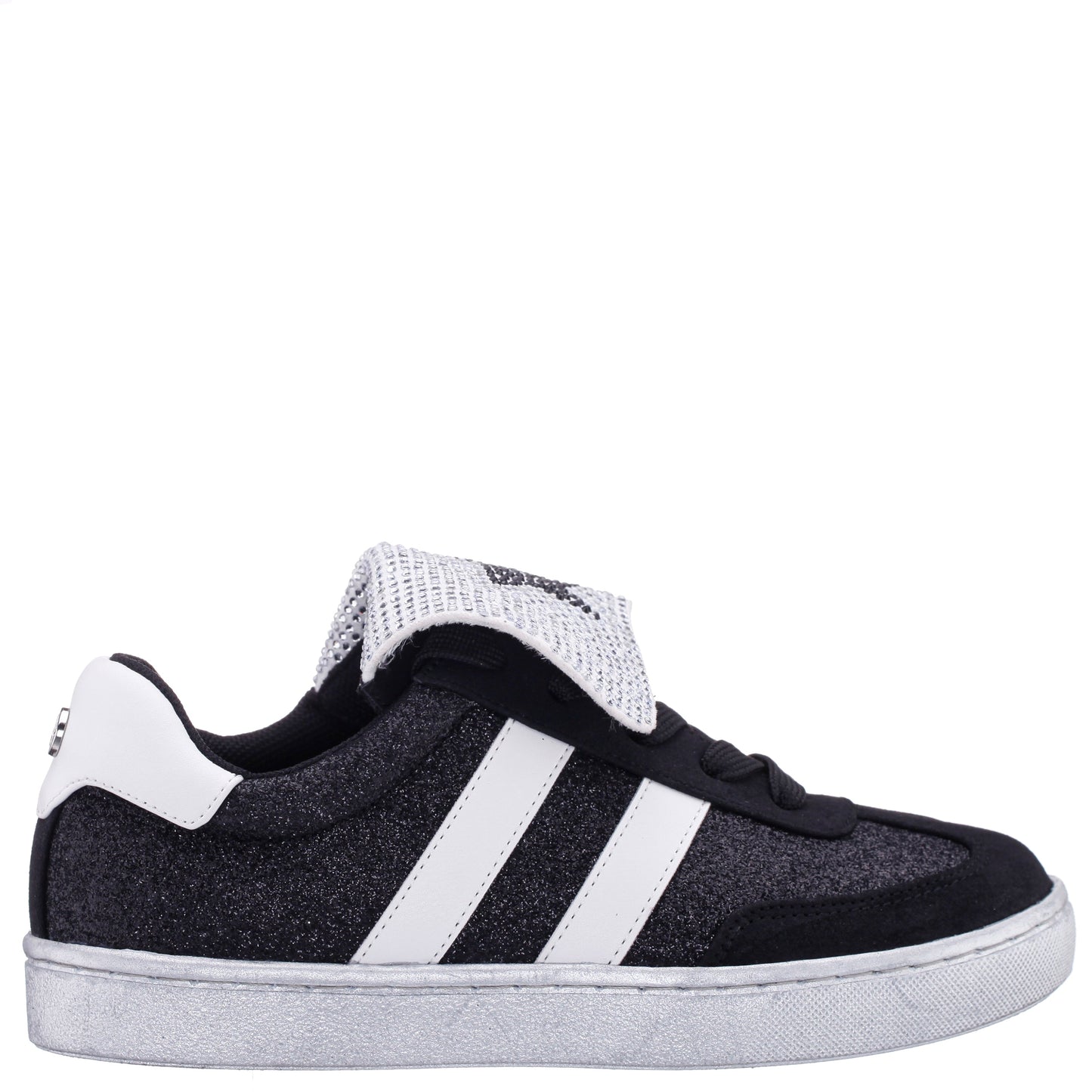 Nina Shoes Girls Cruise Black Glitter Low Top Sneakers