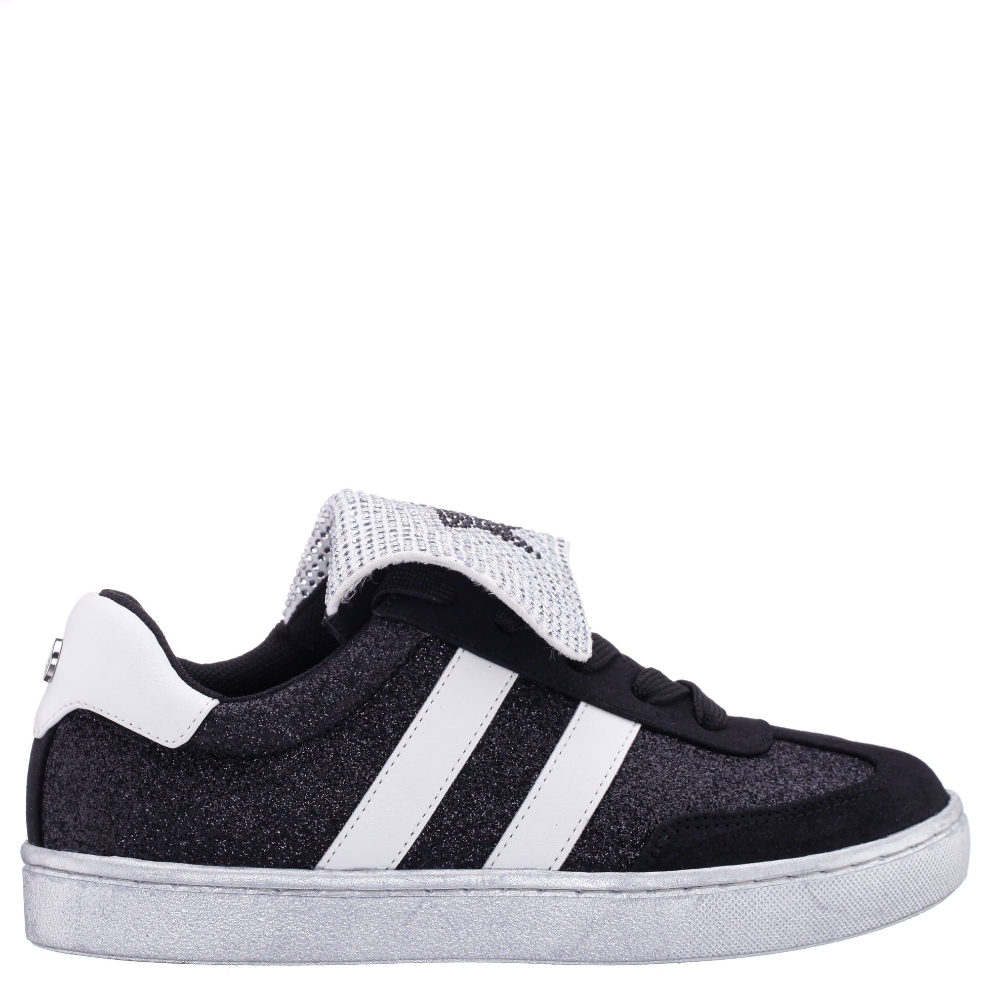 Nina Shoes Girls Cruise Black Glitter Low Top Sneakers