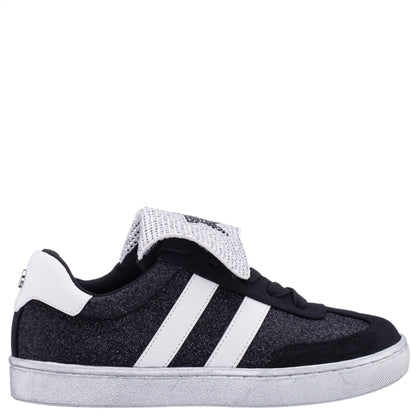 Nina Shoes Girls Cruise Black Glitter Low Top Sneakers