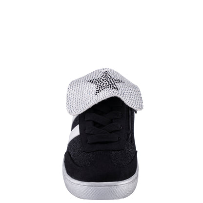 Nina Shoes Girls Cruise Black Glitter Low Top Sneakers