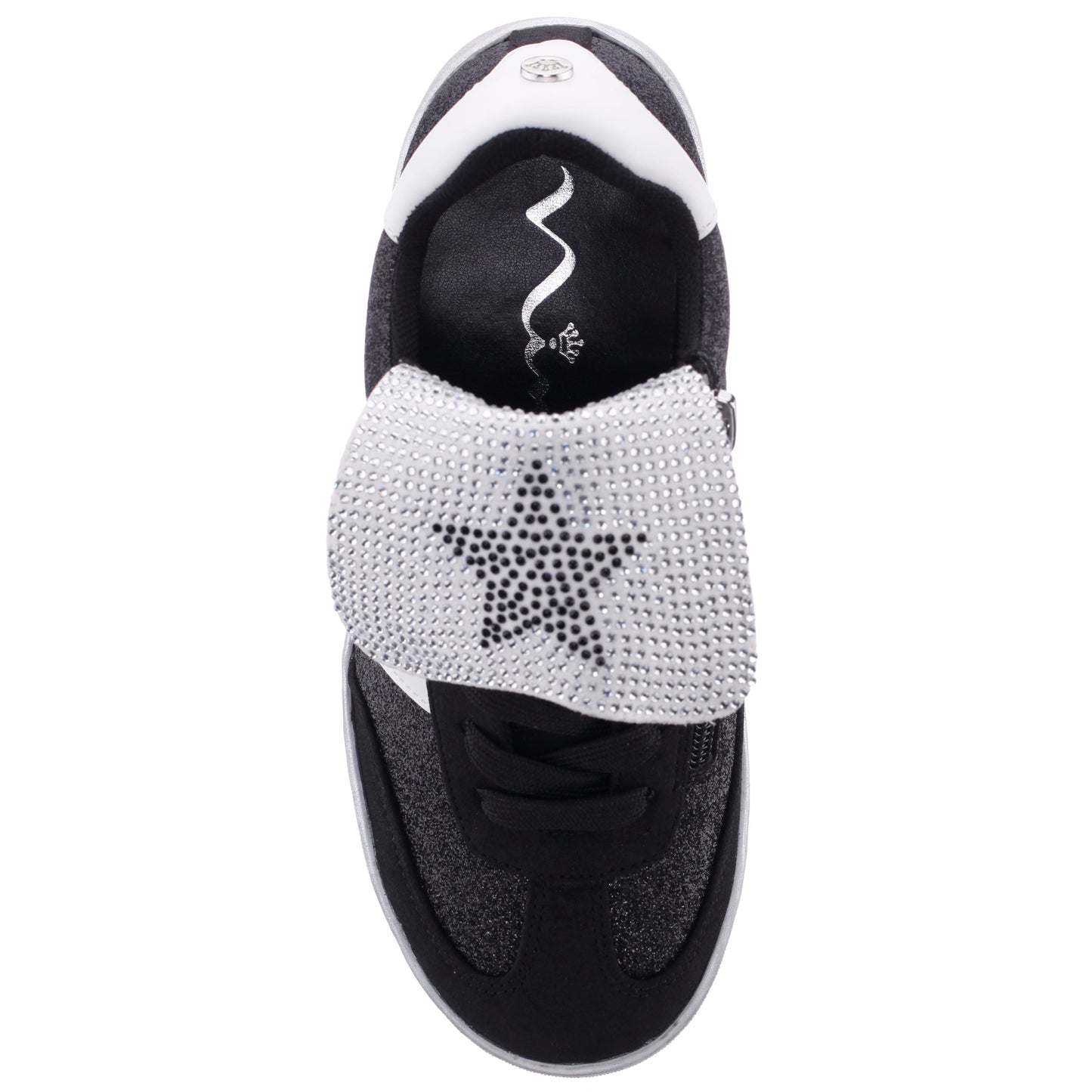 Nina Shoes Girls Cruise Black Glitter Low Top Sneakers