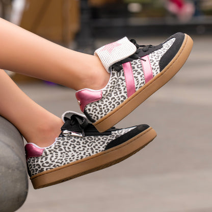 Nina Shoes Girls Cruise Leopard Glitter Low Top Sneakers