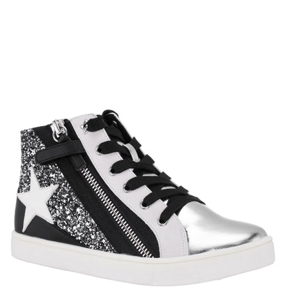 Nina Shoes Girls Yuti Black Glitter High Top Sneakers