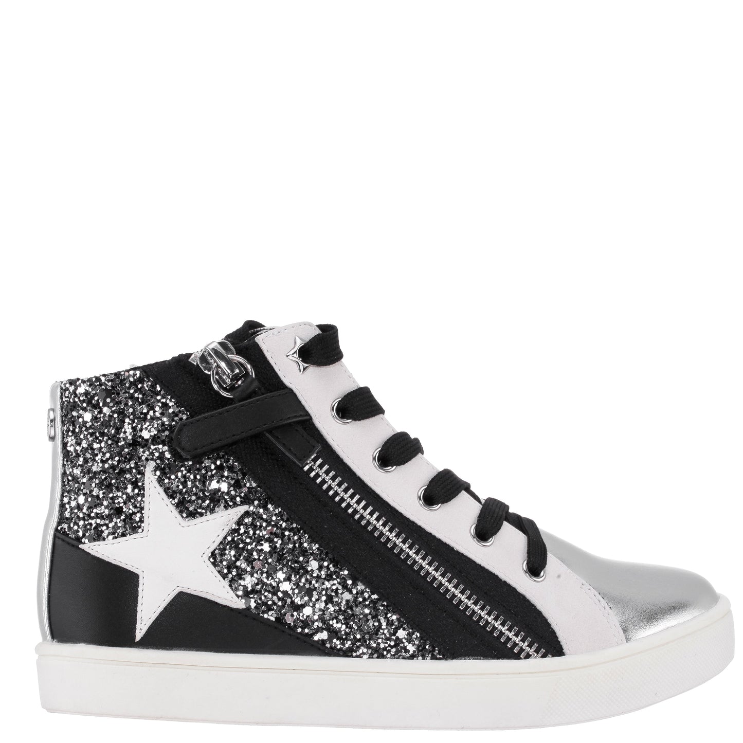 Nina Shoes Girls Yuti Black Glitter High Top Sneakers