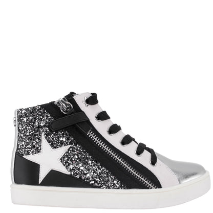 Nina Shoes Girls Yuti Black Glitter High Top Sneakers