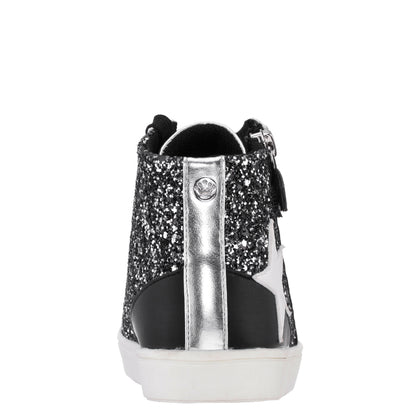 Nina Shoes Girls Yuti Black Glitter High Top Sneakers