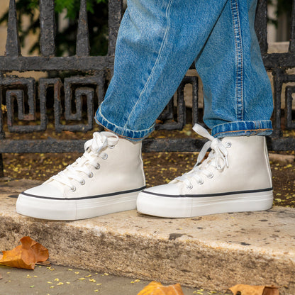 Nina Shoes Girls Tanya White Canvas High Top Sneakers