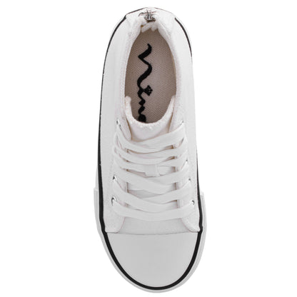 Nina Shoes Girls Tanya White Canvas High Top Sneakers