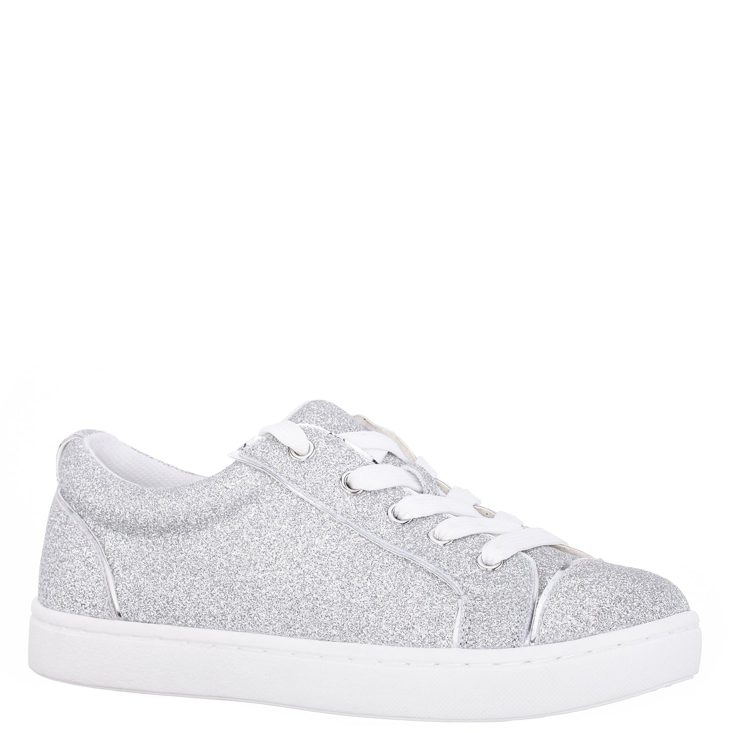 Nina Shoes Girls Portia Silver Glitter Low Top Sneakers