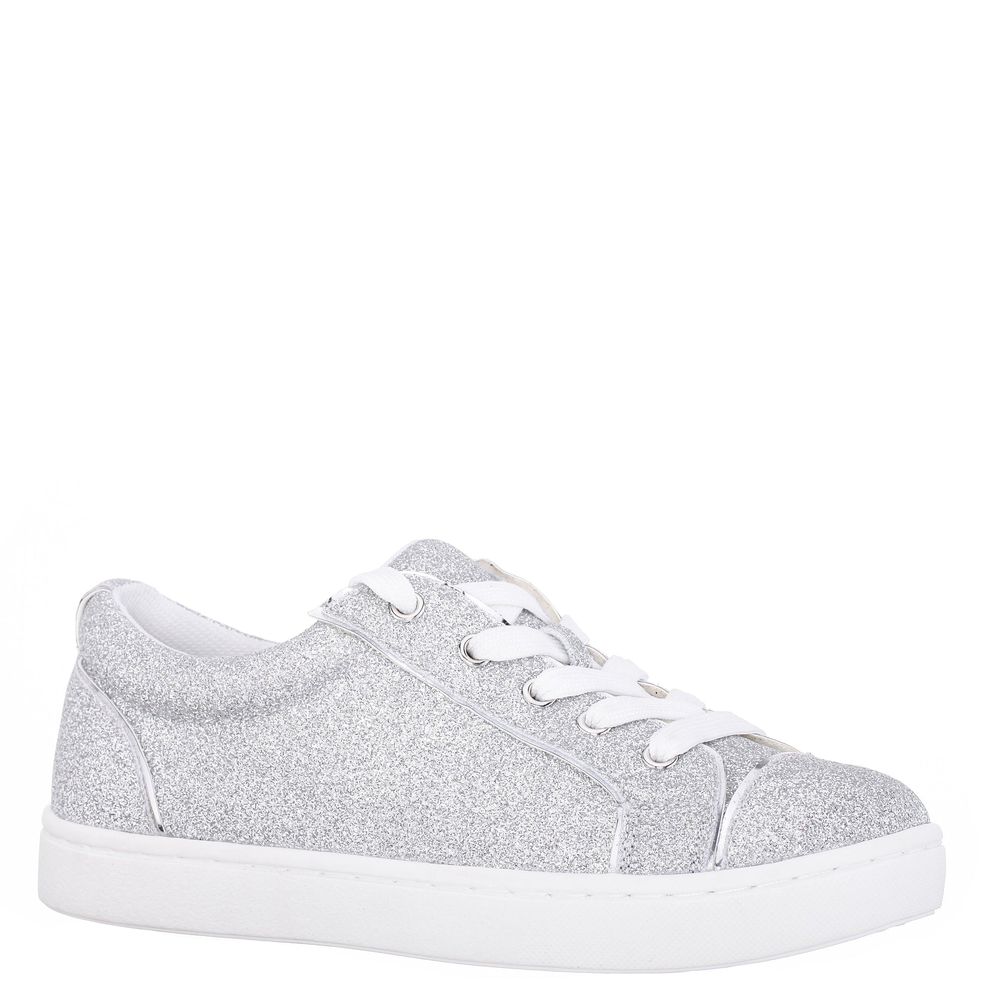 Nina Shoes Girls Portia Silver Glitter Low Top Sneakers