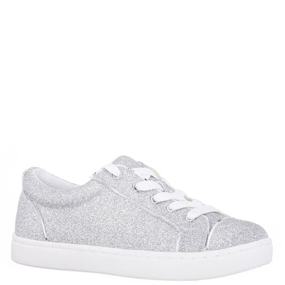 Nina Shoes Girls Portia Silver Glitter Low Top Sneakers