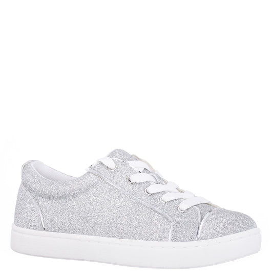 Nina Shoes Girls Portia Silver Glitter Low Top Sneakers